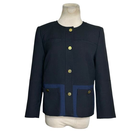 H&M black blue gold buttons long sleeves blazer size 8 - Picture 1 of 10